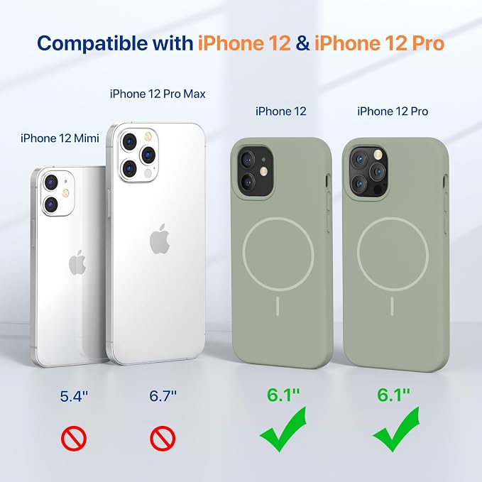Miracase Magnetic for iPhone 12 Case/iPhone 12 Pro Case, Patina Green | Compatible with MagSafe, Anti-Scratch Microfiber Lining, Premium Silicone Shockproof Drop Protection Phone Case for 12/12 Pro - Image 2