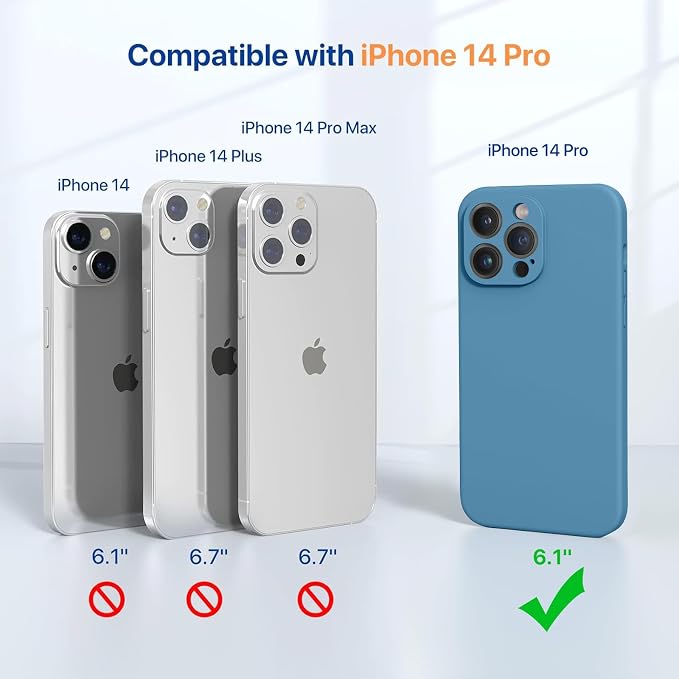 miracase Designed for iPhone 14 Pro Case, [Upgraded Camera Protection], Shockproof Liquid Silicone Rubber Phone Case Cover for 14 Pro 6.1 inch, Capri Blue - Image 7