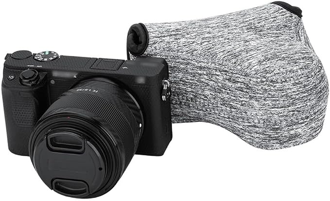 Neoprene Camera Case for Fuji X-T30 III+16-50mm A6400+18-55mm Lens | 6mm thick Neoprene Pouch for fits Camera≤4.9x2.9x5". Scratch-resistant. Touch-fastening flap. without strap by KIWIFOTOS