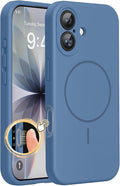 Miracase Silicone & Magnetic for iPhone 17 Case, Glass Blue | Compatible with MagSafe, Silicone Camera Control Cover, Soft Microfiber Lining, Shockproof Drop Protection Phone Case for 17 by Miracase