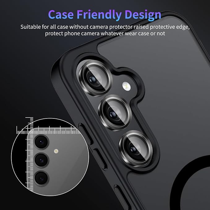 Camera Lens Protector for Samsung Galaxy S24 FE,1 Pack | Tempered Metal Glass Camera Cover Film,HD Clear,Anti-Scratch Lens Screen Protector Film,Case Friendly,Black Titanium - Image 7