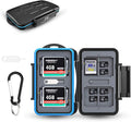 JJC Memory Card Case Holder for 4 CFast Compact Flash/8 SD/16 Microsd Card | 28 Slots CF Card Storage Case, IPX6 Water-Resistant & Shockproof, Durable ABS Shell with Rubber Interior, Includes Carabiner by JJC