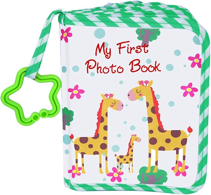 Baby Photo Album, My First Photo Album for Baby & Toddler, Green | 17 Photo Slots(4×6"), Soft Anti-Scratch Edges, Shatterproof Safety Mirror, Star Hanging Hook, Family Memory Keepsake Book by AUVCAS