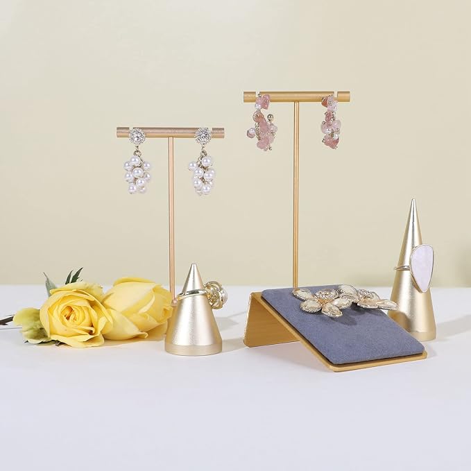 Velvet earrings holder for girls, Grey earring organizer board, Gold earring stand display for selling【Grey】 - Image 6
