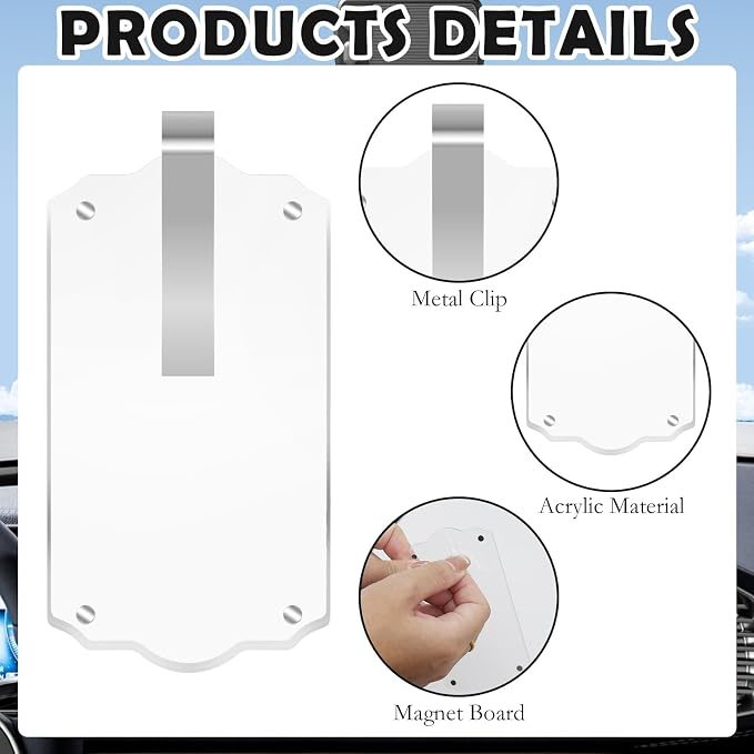 2Pcs Car Hanging Photo Holder, Universal Magnetic Car Picture Frame Rear View Mirror Accessories Personalized Transparent Acrylic Ornaments Decor for Dads Gift - Image 3