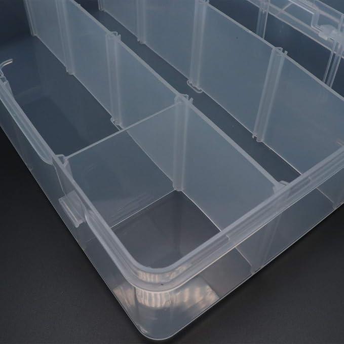 Xiaoyztan 12-Bin Clear Plastic Organizer with Adjustable Divider 7.3x4.9in | 12-grid organizer with adjustable dividers for jewelry, beads, tackle, and crafts - Image 4