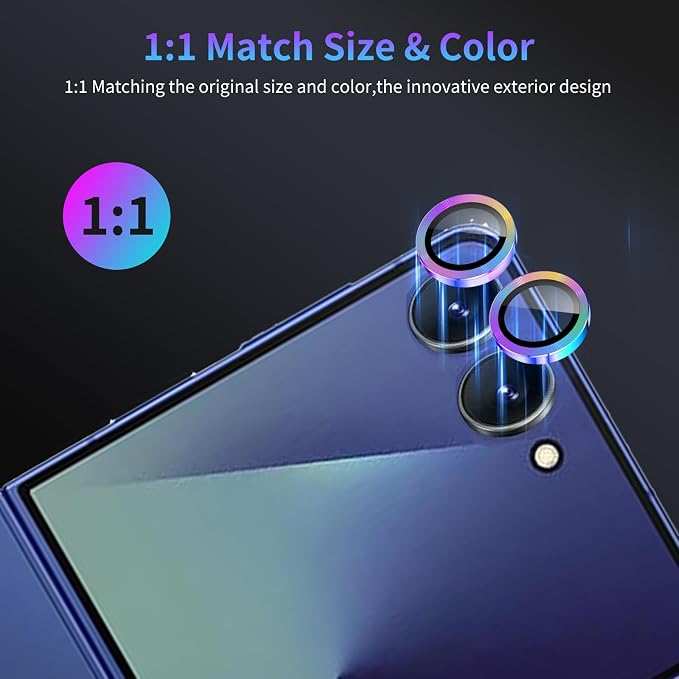 Camera Lens Protector for Samsung Galaxy Z Flip 7,1 Pack | Tempered Metal Glass Camera Cover, HD Clear Anti-Scratch Lens Screen Protector Film,Case Friendly,Colorful Titanium - Image 5