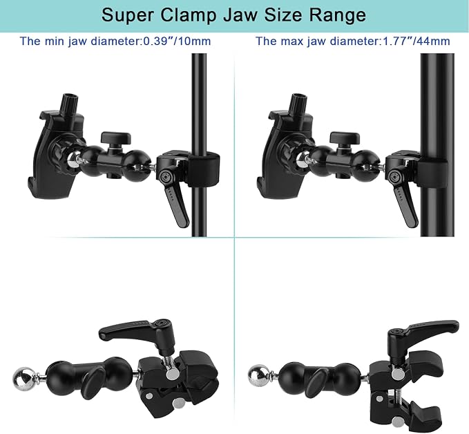 Mippko Phone Holder Clamp Mount for Treadmill/Spin Bike/Baby Stroller/Golf Cart/Music Stand/Microphone Stand/Handlebar,Compatible with 3.5~7.5" iPhone/Smartphone,360°Adjustable Aluminum Alloy Mount - Image 5