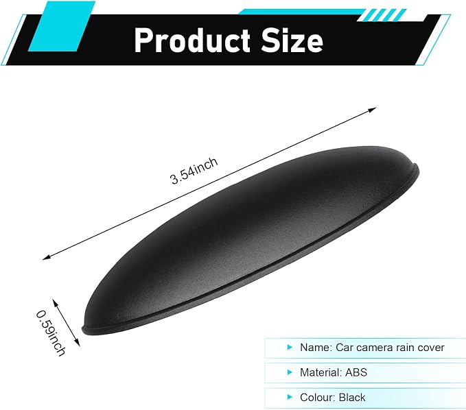 Car Rear View Camera Cover, Waterproof ABS Wider Reversing Camera Shield, Anti-rain Anti-Glare Backup Lens Guard, Self-Adhesive Modification Accessory for Most Cars (Black) - Image 2