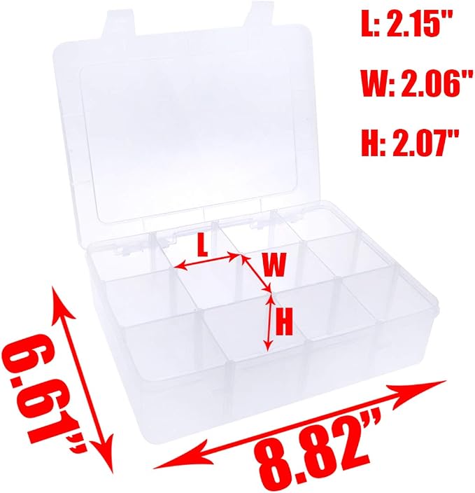 Xiaoyztan 12-Bin Clear Plastic Organizer with Adjustable Divider 7.3x4.9in | 12-grid organizer with adjustable dividers for jewelry, beads, tackle, and crafts - Image 2