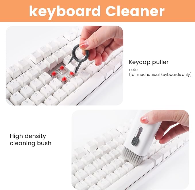 7 in 1 Electronic Cleaner kit, Cleaning Kit for Monitor Keyboard Airpods MacBook iPad iPhone iPod, Screen Dust Brush Including Soft Sweep, Swipe, Airpod Cleaner Pen, Key Puller and Spray Bottle - Image 4