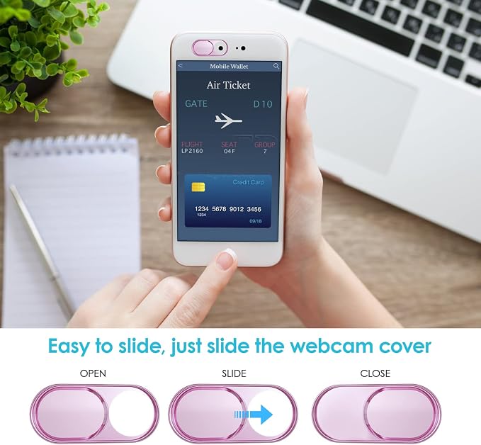 Webcam Cover, Laptop Camera Slide, 0.027 Inch Super Thin Web Camera Cover for Computer, iPad, MacBook Pro, iMac, Smartphone, Mac, PC, Protect Your Personal Privacy Security (Rose Gold-3 Pack) - Image 6