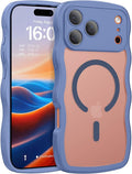 BENTOBEN Magnetic for iPhone 17 Pro Max Case, Cute Wavy [Full Camera Protection][Compatible with MagSafe] Matte Anti-Slip Bumper Women Men Boys Protective Cover for 17 ProMax 6.9", Blue by BENTOBEN