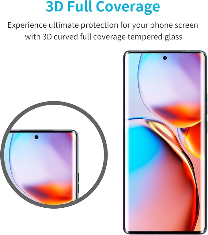 Didisky 3 Pack Screen Protector for Motorola Edge-2023 Tempered Glass, 3D Curved Full Coverage,Bubble Free, Anti Scratch,Easy to Install,HD Clear,9H Hardness - Image 6