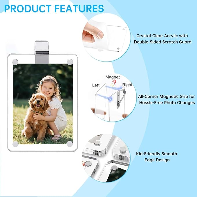 2 Pack Magnetic Car Visor Photo Holder – Personalized Acrylic Clip for Family, Pets, Travel Pictures – Easy Snap-On Car Accessory for Sun Visor (2 Pack, 3.5''x4.4'') - Image 7