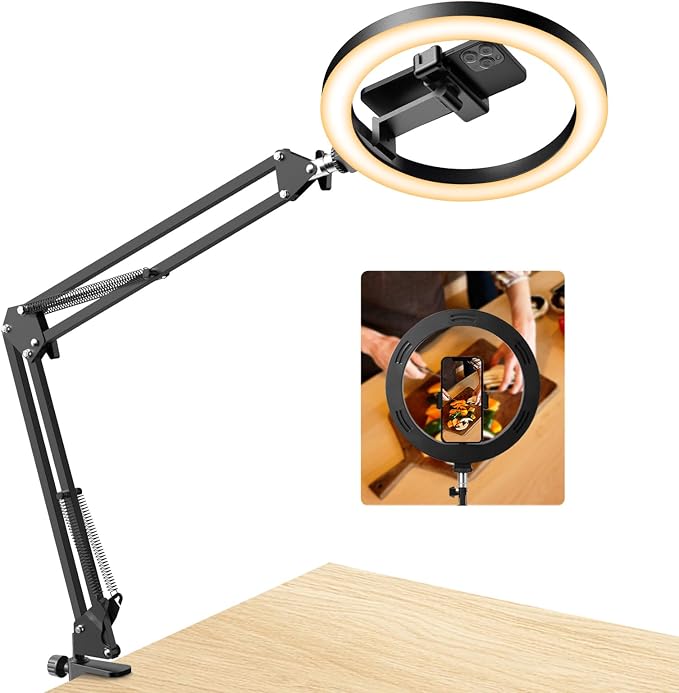 Upgrade Ring Light Overhead Camera Phone Mount for Desk, Evershop 10” Selfie Light with Stand Tripod for iPhone, Light with Phone Holder for Video Recording,Zoom Meeting,Live Streaming Tiktok,YouTube - Image 9