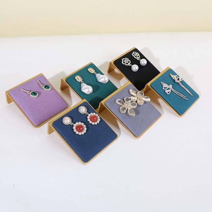 Velvet earrings holder for girls, Grey earring organizer board, Gold earring stand display for selling【Grey】 - Image 2