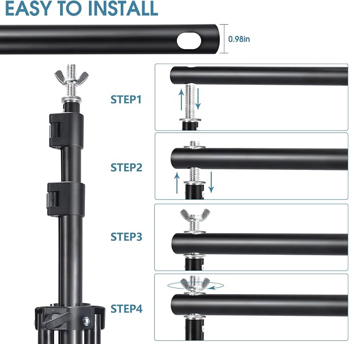 Photo Video Studio 10x7Ft (WxH) Adjustable Background Stand Backdrop Support System Kit with Carry Bag - Image 3