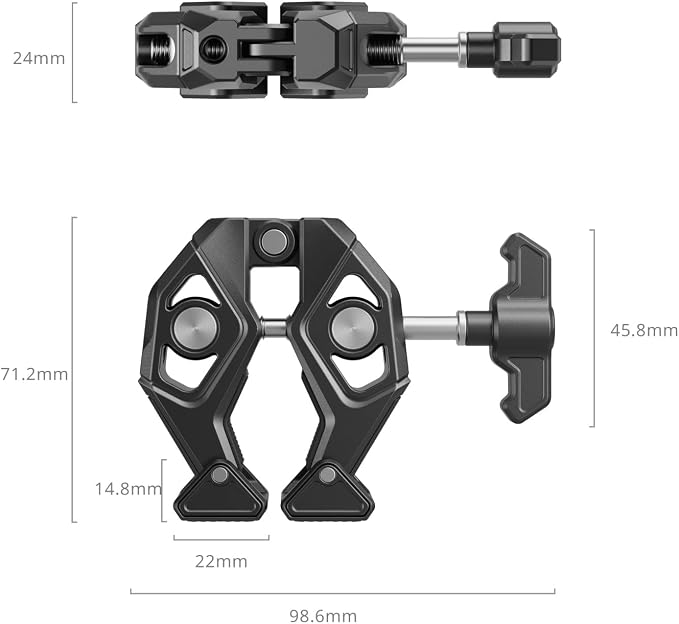 SMALLRIG Crab-Shaped Super Clamp with Swivel Tip & 1/4"-20 Expansion Holes, Max Clamping 50mm (2") for Camera Mounts, Tripod Accessories, Round Tube/Flat Surface, 5319 - Image 7