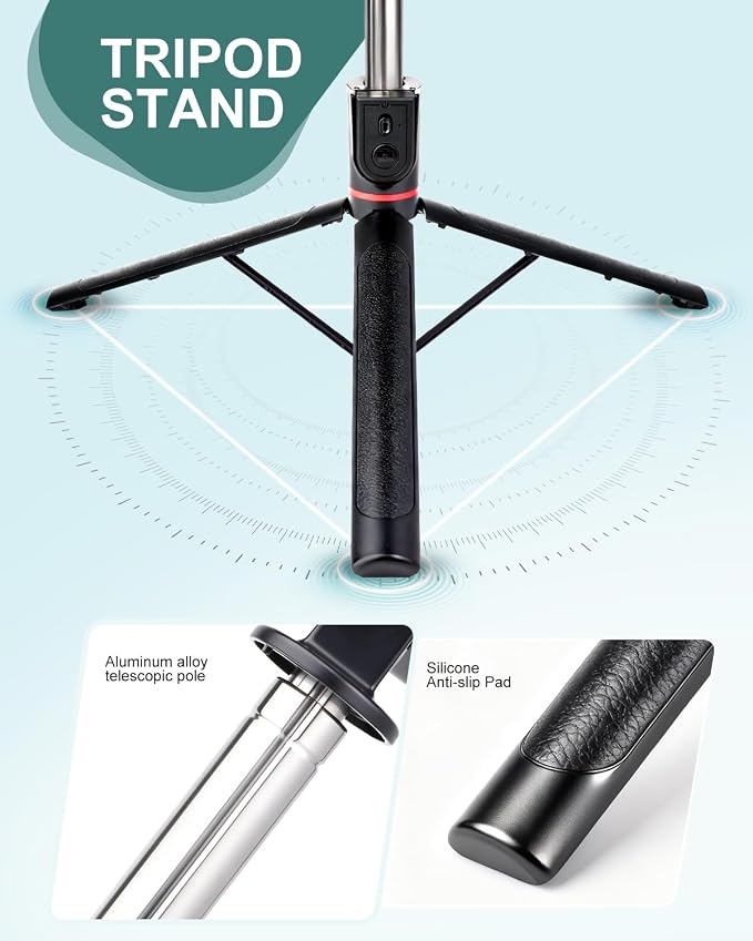 71" Phone Tripod Selfie Stick for iPhone and Android Phone, Cell Phone Tripod Stand with Wireless Remote Control - Image 2