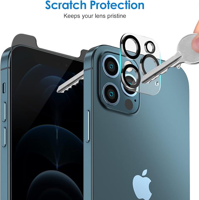 JETech Privacy Screen Protector for iPhone 12 Pro Max, 2+2 Pack | with Camera Lens Protector, Anti-Spy 9H Tempered Glass, Fingerprint ID Compatible - Image 6