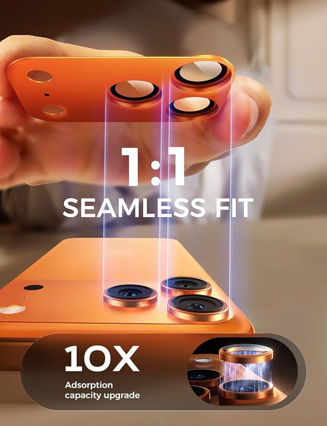 MAGIC JOHN 2 Pack Camera Lens Protector for iPhone 17 Pro Max 6.9”,Orange | Full Coverage, Metal Aluminum Alloy Camera Lens Film, HD Clear, Scratch Resistant, Case-Friendly - Image 2