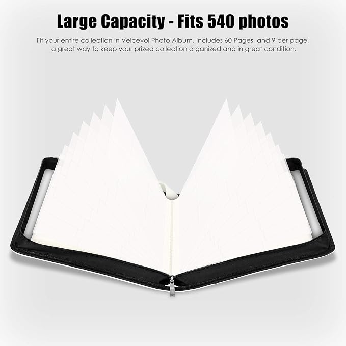 Veicevol 540-Pocket Album for Instax Mini & Polaroid 2x3 inch Photos, White | Designed for Instax Mini and Polaroid 2x3 Photos, Cover with Zipper Closure, Large Capacity, Holds Up to 540 Photos Securely - Image 4