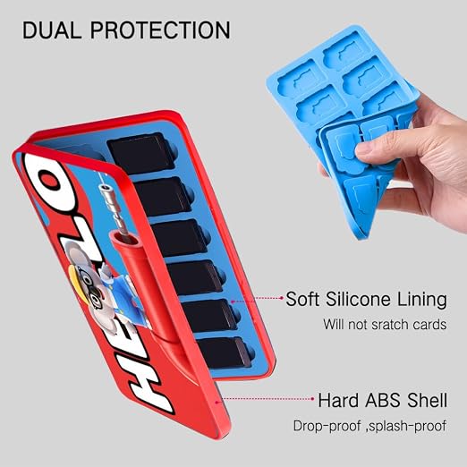 PERFECTSIGHT Switch Game Card Case for Nintendo Switch 2/ Lite / OLED, Game Holder Cartridge Case for Game Cards and 48 SD Cards, Kawaii Portable Compact Storage Box (Red Elephant, 24 Slots) - Image 5