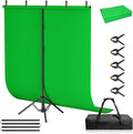 Green Screen Backdrop Kit 5x7 ft with Foldable T-Shaped Stand | Portable Greenscreen Background with 5 Clamps, Carrying Bag for Parties, Streaming, Photography, Zoom, Gaming, Video Studio by Qoolfoto