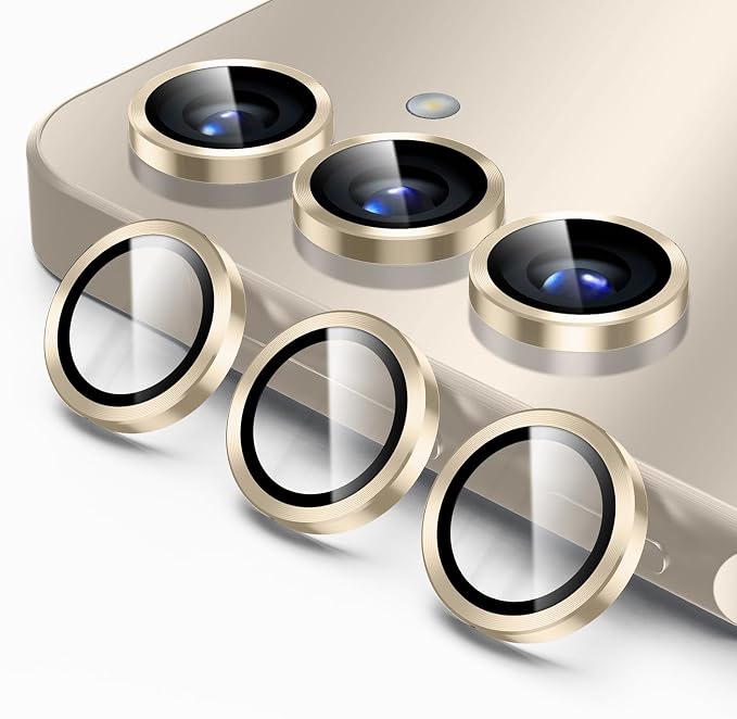 Korecase for Galaxy S25 Plus Camera Lens Protector, 9H Tempered Glass Anti Scratch Camera Screen Protector Film Shcokproof Metal Ring Lens Protector for Samsung Galaxy S25+Plus (Gold) by Korecase