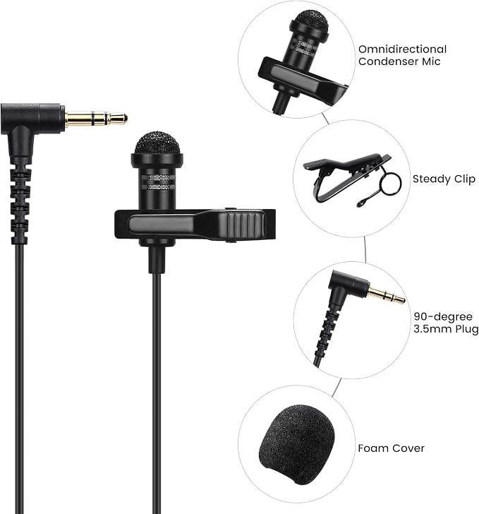 2-Pack Lavalier Microphone for DJI Mic 2 and Rode Wireless Go 2 Transmitter | 90 Degrees L-Shaped 3.5mm Omnidirectional Lapel Lav Mic for Vlog Interview - Image 6