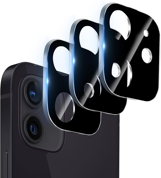 Dengduoduo 3 Pack Tempered Glass Camera Lens Protector for iPhone 12 6.1" Bling Glitter Sparkle, Ultra HD, 9H Hardness, Anti-Scratch, Case Friendly, Easy to Install [No Affect on Night Shots] by Dengduoduo