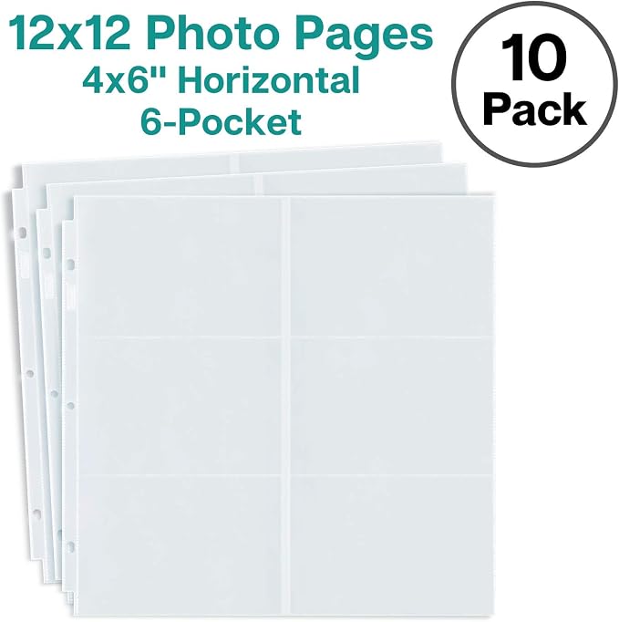 Dunwell 12x12 Scrapbook Page Protectors - 4x6 Photo Sleeves for 3 Ring Binder (10-Pack, Horizontal), Holds 120 Pictures, Photo Album Pages, Scrapbooking Refill Sleeves, Fits Pioneer & WRMK Albums - Image 7