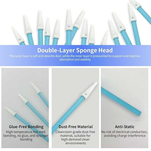 100 Pcs Lint-Free Foam Swab Sticks, Foam Tip Cleaning Swab Kit for Optical Instruments, Camera Lenses, Electronic Equipment, Car Detailing, Inkjet Printer Print Heads - Image 5