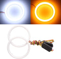 Qasim 1-Pair 100MM White+Amber Switchback 132SMD 4014 LED Halo Ring Angel Eyes DRL Warning Lights 12V by Qasim
