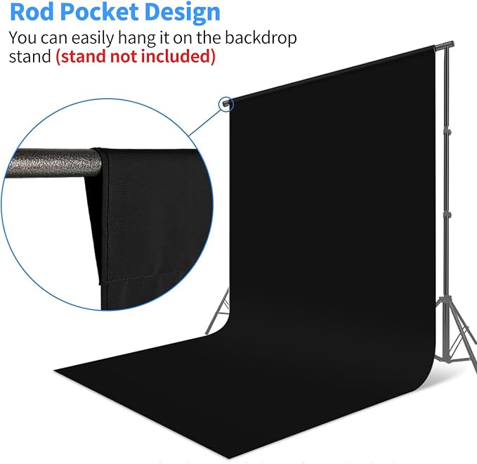 HEMMOTOP Black Photo Backdrop, 6x9ft, Photography Screen Backdrops | Polyester Fabric Cloth, Non Reflective, Seamless, Ideal for Photoshoot, Video Recording, Studio, Birthday, Wedding Party - Image 7