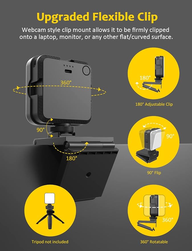 NexiGo Glow Light for Streamers, Enhanced Video Conference Lighting Kit with Webcam Style Clip, Built-in Battery, Dimmable & Rechargeable, for Streaming, Photography, Vlogging - Image 5