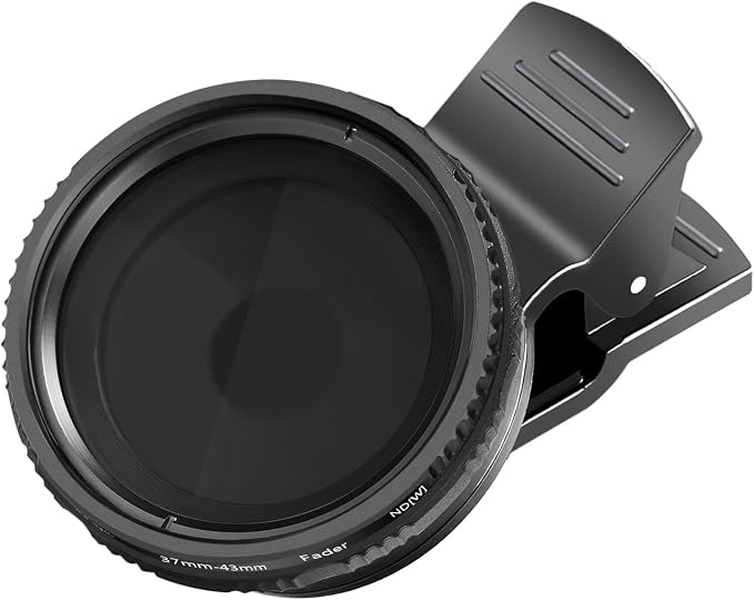 NEEWER 37mm Clip On ND2-ND400 Phone Lens ND Filter Kit: Variable Neutral Density Filter with Phone Clip Compatible with iPhone 15 14 13 Samsung S24 S23 S22 Ultra Android Smartphones iPad by Neewer
