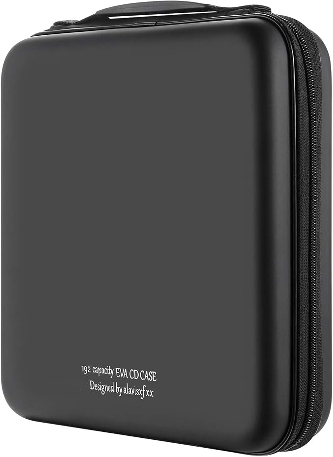 alavisxf xx CD Case, 192 Capacity Protective Zipper Disc Wallet for Car | EVA Shock-resistant, Double Zipper Closure, Portable Handle, DVD Storage Organizer, Anti-Slip Sleeves, for Home Office Travel by alavisxfxx