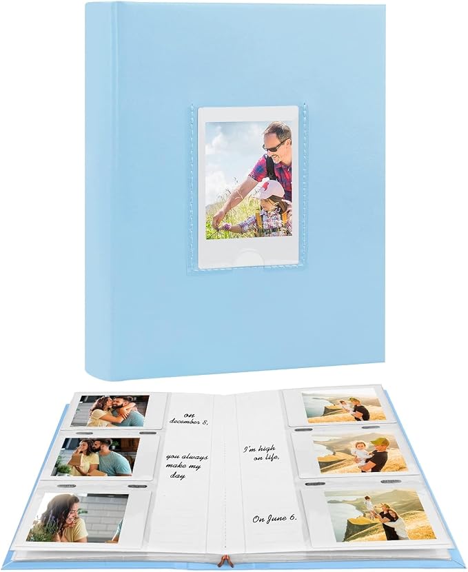 Veicevol 180 Pockets Photo Album for Fujifilm Instax Mini Camera, Blue | Photo Album with Writing Space for Polaroid, Leather Cover, Secure Storage, Capture Every Story, Collect Precious Moments by VEICEVOL