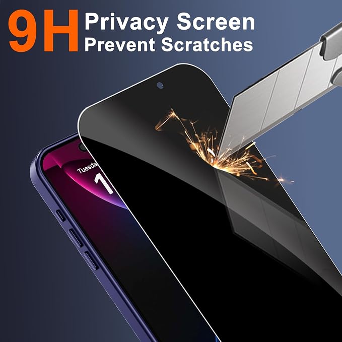 for iPhone 17 Pro Max Case with Privacy Screen Protector, Blue | Full Camera Protection, Compatible with MagSafe, Magnetic Translucent Matte Shockproof Phone Cover for iPhone 17 ProMax - Image 8
