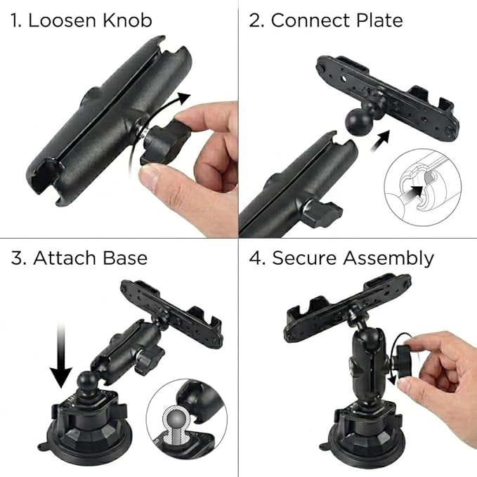 Universal Walkie Talkie Mount Holder with 25mm 1 Inch Ball Base, Heavy Duty Design for Handheld Transceiver, CB Mic and Speaker Microphone Compatible with RAM Mounts B Size Double Socket Arm - Image 4
