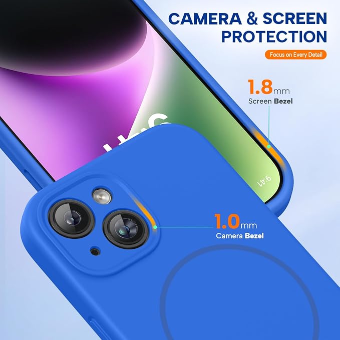 Miracase Silicone & Magnetic for iPhone 14 Case, Mediterranean Blue | Compatible with MagSafe, Soft Microfiber Lining, Premium Silicone Cover Shockproof Drop Protection Phone Case for 14 - Image 5