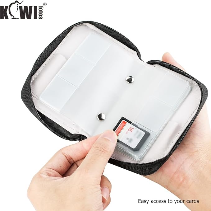 28 Slots SD Card Holder Case with Labels for 24 SD+4 CFB Cards | Holds 24 SD + 4 CF/XQD. Number stickers + notepaper for indexing. Durable polyester. Transparent slots memory Card case. - Image 8