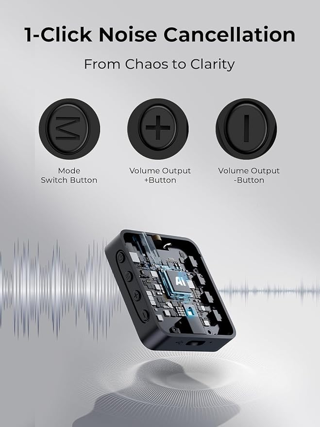 MENERESAS Wireless Microphone for iPhone: 40dB Noise Canceling Mini Mic with 20Hz-20kHz Audio, 328ft Range, 20H Battery, 3-in-1 Lavalier Microphone for Video Recording - Image 2