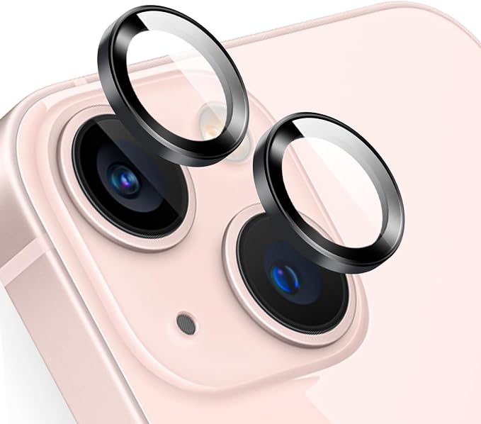 TENOC Camera Lens Protector for iPhone 13 & 13 Mini, Black | AR+AF, 9H Tempered Glass, Individual Metal Ring, Anti Glare, Fall Protection, Camera Screen Cover by TENOC