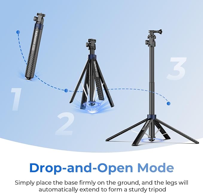 Kaitezenz 0.01s Auto Pop Open Camera Selfie Stick Tripod for DJI Osmo Pocket 4/3, 67" Aluminum Alloy Portable Expandable Stand Tripod Accessory for Gopro Video Recording OSMO Action Camera - Image 2