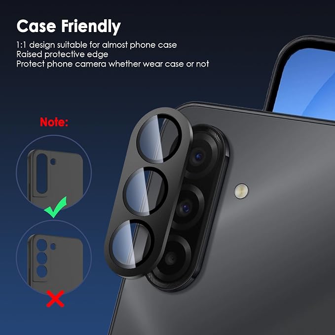 Camera Lens Protector for Samsung Galaxy A17, Black | AR+AF, 9H Tempered Glass, Individual Metal Ring, Anti Glare, Fall Protection, Camera Screen Cover - Image 4