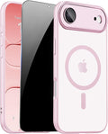 for iPhone Air Case with Privacy Screen Protector, Pink | Full Camera Protector, Magnetic, Compatible with MagSafe, Translucent Matte Phone Cover for iPhone 17 Air Case Women Girls by ZOZDOKG