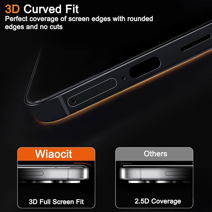 Wiaocit Tempered Glass Screen Protector for Samsung Galaxy S25 Plus | 3+3 Pack, 9H Hardness, Camera Lens Protector, Installation Frame, Bubble Free, Case Friendly - Image 5